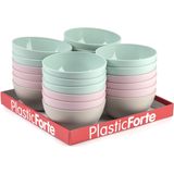 Plasticforte kommetjes/schaaltjes - 6x - dessert/ontbijt - kunststof - D14 x H6 cm - roze - BPA vrij