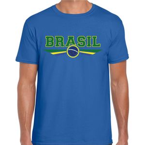 Brazilie / Brasil landen t-shirt met Braziliaanse vlag - blauw - heren - landen shirt / kleding - EK / WK / Olympische spelen outfit