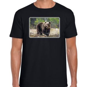 Dieren shirt met beren foto - zwart - voor heren - natuur / beer cadeau t-shirt - kleding