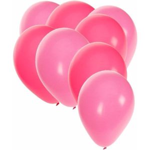 90x stuks party ballonnen - 27 cm -  roze / lichtroze - Feestartikelen/versiering