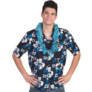 Hawaii thema verkleed blouse/overhemd - blauw - Honolulu