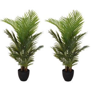 3x Groene kunst goudpalm planten in pot 94 cm - Woondecoratie/accessoires - Kunstplanten - Nepplanten - Kamerplanten - Palmbomen - Goudpalmen voor binnen