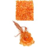 2x stuks oranje deco bloem met speld/elastiek - Oranje koningsdag supporters feestartikelen