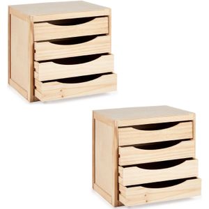 Kipit - Kantoor organiser ladeblokken hout 2x stuks - 39 x 30 x 38 cm - 5x lades