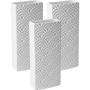 Luchtbevochtigers - 3 stuks - wit - aardewerk - 7,5 x 17,5 cm