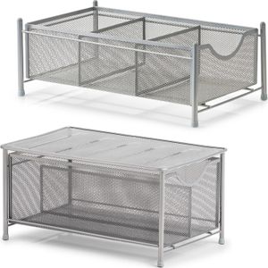 Keuken/keukenkast organizers uitschuifbaar - zilver - 26 x 41 x 35 cm - metaal