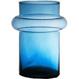 Hakbijl Glass Bloemenvaas Luna - transparant blauw - eco glas - D15 x H20 cm - cilinder vaas