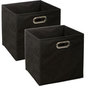 Set van 2x stuks opbergmand/kastmand 29 liter zwart linnen 31 x 31 x 31 cm - Opbergboxen - Vakkenkast manden
