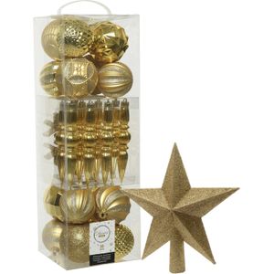 Decoris kerstversiering - 31x stuks - goud - kunststof