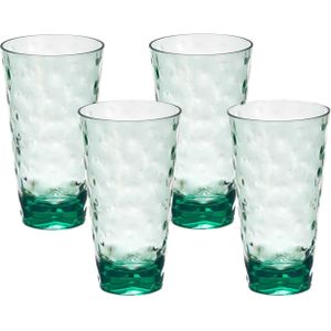 Leknes Drinkglas Gloria - 4x - transparant groen - onbreekbaar kunststof - 580ml -camping/verjaardag