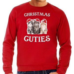 Kitten Kerstsweater / Kerst trui Christmas cuties rood voor heren - Kerstkleding / Christmas outfit