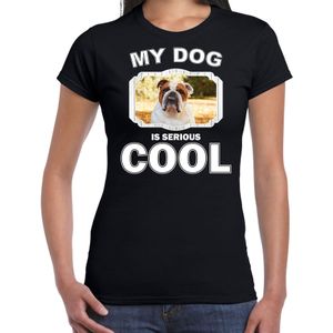 Britse bulldogs honden t-shirt my dog is serious cool zwart - dames - Britse bulldog liefhebber cadeau shirt