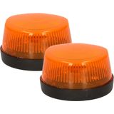 Widmann LED zwaailamp/zwaailicht met sirene - 2x - oranje waarschuwingslicht - 7 cm