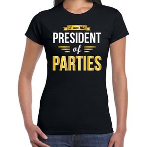 President of Parties feest t-shirt zwart voor dames - party shirt - Verkleedshirts feestbeest