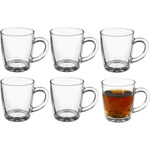 Secret de Gourmet Koffie/thee glazen met oor - set 12x stuks - transparant glas - 340 ml