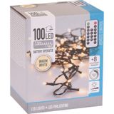 2x Kerstverlichting op afstandsbediening warm wit buiten 100 lampjes - boomverlichting 2 stuks - Kerstlampjes/kerstlichtjes