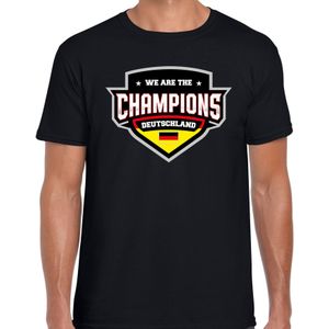 We are the champions Deutschland t-shirt met schild embleem in de kleuren van de Duitse vlag - zwart - heren - Duitsland supporter / Duits elftal fan shirt / EK / WK / kleding