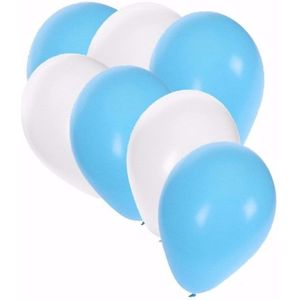 Shoppartners - Oktoberfest kleuren ballonnen 30x stuks blauw/wit 27 cm