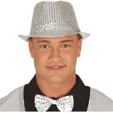 Guirca Glitter verkleed hoedje - zilver - verkleed accessoires - volwassenen/heren - met pailletten