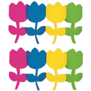 2x stuks gekleurde bloemen feest slinger 3 meter - Feestartikelen/versiering - Van papier