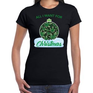 Wiet Kerstbal shirt / Kerst t-shirt All i want for Christmas zwart voor dames - Kerstkleding / Christmas outfit