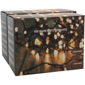 Kerstverlichting lichtsnoeren - 2x stuks - warm wit - 36 m - 480 leds