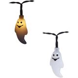 Halloween deco LED verlichting/lampjes spookjes - 2x - op batterijen - 115 cm - griezel uitstraling