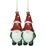 Christmas Decoration kersthanger gnome/dwerg/kabouter - 2x - kunststof - 12,5 cm