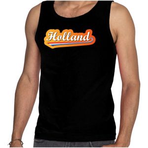 Zwart fan tanktop voor heren - Holland met Nederlandse wimpel - Nederland supporter - EK/ WK mouwloos t-shirt / outfit