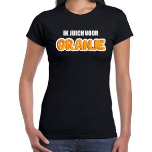 Zwart fan t-shirt voor dames - ik juich voor oranje - Holland / Nederland supporter - EK/ WK shirt / outfit