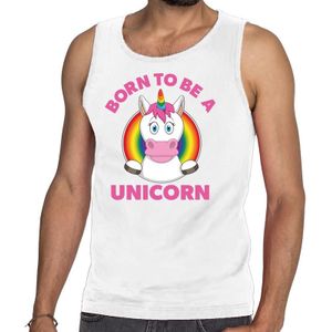 Born to be a unicorn pride tanktop/mouwloos shirt - wit regenboog homo singlet voor heren - gay pride