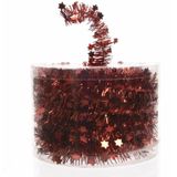 6x Kerstboom sterren folie slingers rood 700 cm - Lametta guirlande - Kerstversiering en decoratie