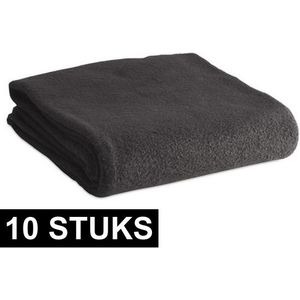 10x Fleece dekens/plaids zwart 120 x 150 cm  - Woondekens