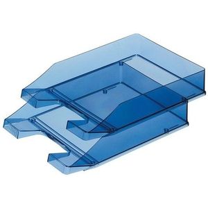 Brievenbakjes/postbakjes transparant blauw A4 formaat 25 x 33 x 6 cm - Documenten/papieren opbergen/bewaren - Kantoorartikelen