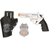 Carnaval verkleed politie agent pet/cap - zwart - met pistool/badge - heren/dames - accessoires