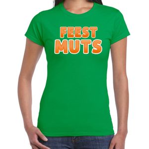 Bellatio Decorations verkleed t-shirt voor dames - Feest muts - groen/oranje - carnaval