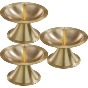 3x Luxe metalen kaarsenhouders goud voor stompkaarsen van 5-6 cm - Stompkaarshouder -  Kaarshouder/kaarsen standaard - Kandelaar voor stompkaarsen - Woonaccessoires