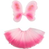 Vlinder verkleed set - vleugels/rokje/diadeem - roze - kinderen - carnaval verkleed accessoires