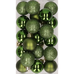 20x stuks kunststof kerstballen donkergroen 3 cm mat/glans/glitter - Kerstversiering