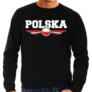 Polen / Polska landen sweater met Poolse vlag - zwart - heren - landen sweater / kleding - EK / WK / Olympische spelen outfit