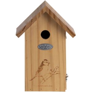 Houten vogelhuisje/nesthuisje pimpelmees 26 cm met kijkluik - Vurenhouten vogelhuisjes tuindecoraties