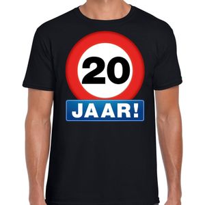 Stopbord 20 jaar verjaardag t-shirt - zwart - heren - 20e verjaardag - Happy Birthday shirts / kleding