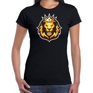 Leeuwenkop met kroon Koningsdag t-shirt - zwart - dames -  EK/ WK t-shirt / kleding / outfit