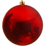 2x Grote kerst rode kunststof kerstballen van 20 cm - glans - rode kerstboom versiering