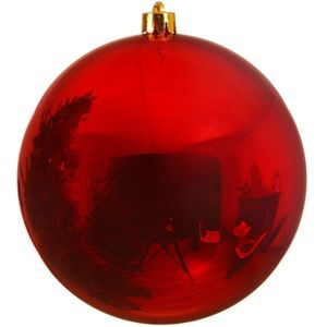 2x Grote kerst rode kunststof kerstballen van 20 cm - glans - rode kerstboom versiering