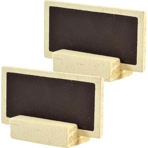 Santex naambordjes/plaatskaartjes met houder - Bruiloft - bruin - 12x stuks - 6 x 3 cm - hout