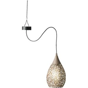 Lumineo Hanglamp solar - taupe - ijzer - 21 cm - tuinverlichting