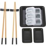 16-delige sushi serveer set voor 4 personen - keramiek - zwart