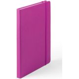 Set van 6x stuks luxe schriften/notitieboekje fuchsia roze met elastiek A5 formaat - blanco paginas - opschrijfboekjes-100 paginas