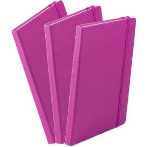 Set van 6x stuks luxe schriften/notitieboekje fuchsia roze met elastiek A5 formaat - blanco paginas - opschrijfboekjes-100 paginas